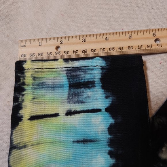 Rogue Jeans Tie Dye Mens 28 Black Skinny Stretchy Denim Pants Boho Retro - Picture 7 of 14